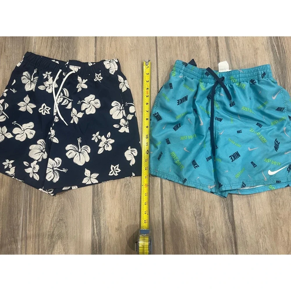 Nike Hollister Swim Trunks Bundle Mens Sz S Blue Floral Logo Board Shorts 2 Pack